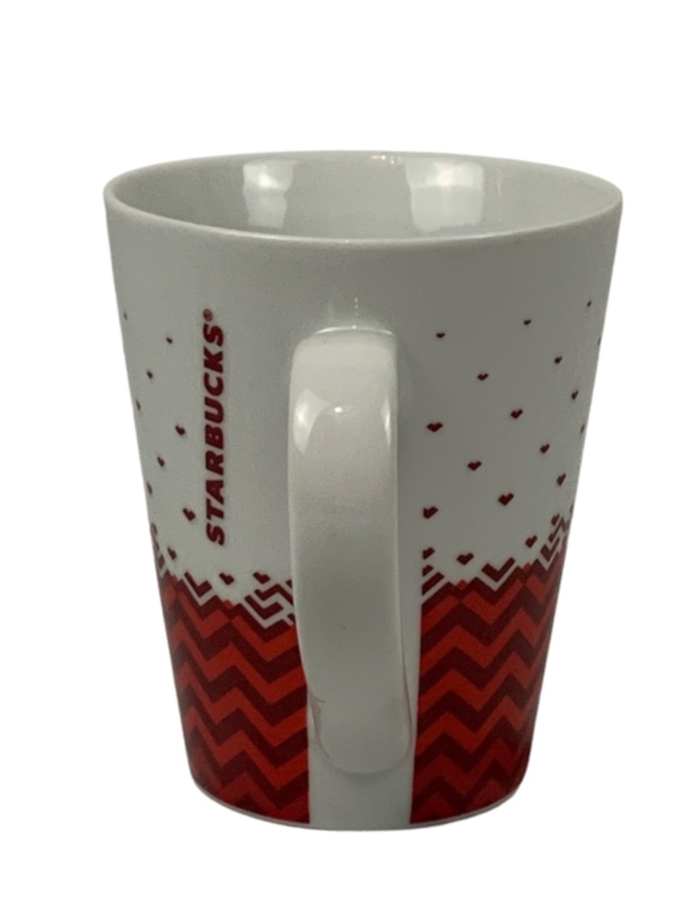 Starbucks Chevron Red White Heart Mug 12 oz